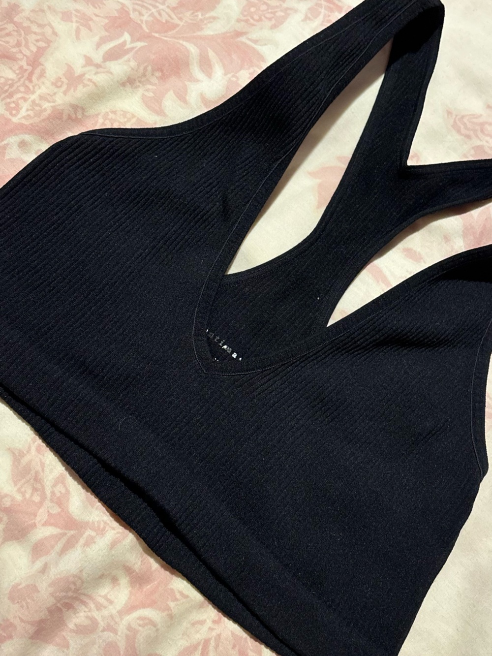 Primark Black Ribbed V-Neck Crop Top